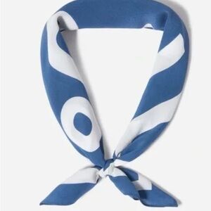 EVERLANE Blue and White Patterned Silk Scarf